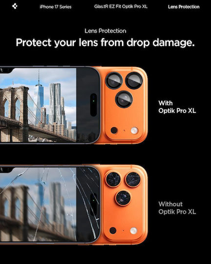 Spigen Glas.tr Optik Pro Camera Protection Tempered Glass Orange for the iPhone 17 Pro