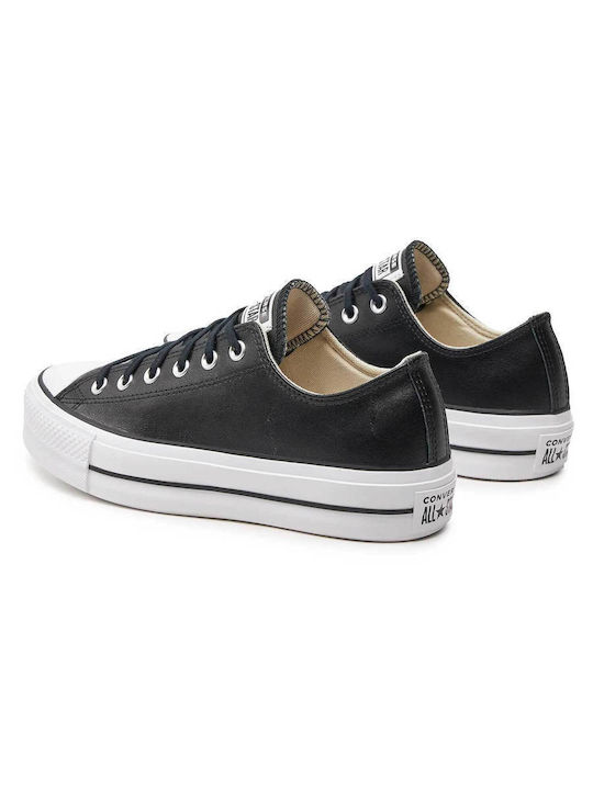 Chuck Taylor All Star Lift Clean Leather Low Top Флатформи Маратонки Черно / Бяло