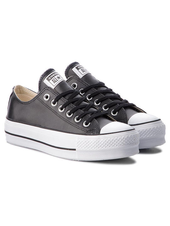 Chuck Taylor All Star Lift Clean Leather Low Top Флатформи Маратонки Черно / Бяло