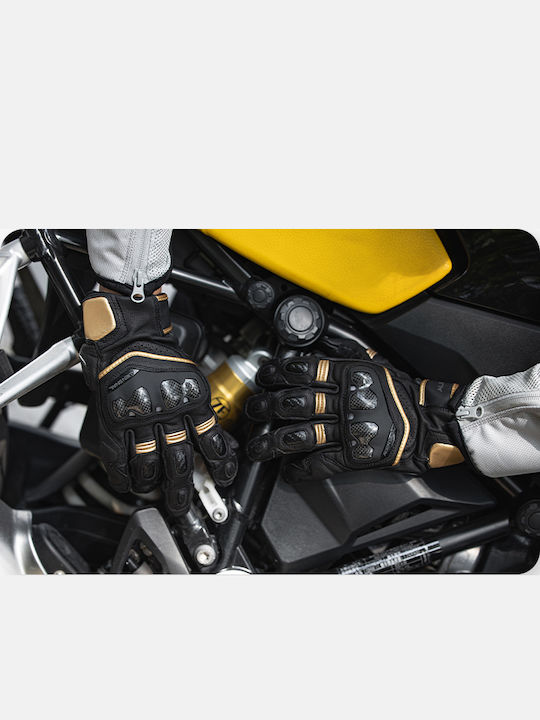 Alien Snail P8 Herren Motorradhandschuhe Leder 4 Jahreszeiten Schwarz