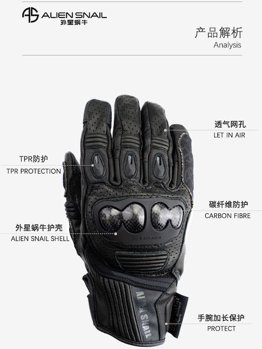 Alien Snail AT80 Rally Winter Men's Motorcycle Gloves Black