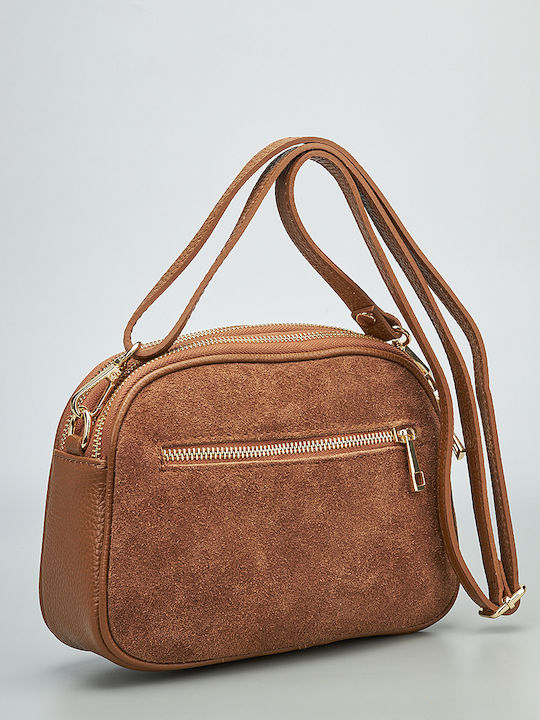 Leder Damen Schulter Crossbody Tasche Suede Camel