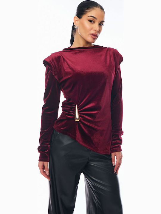Women's Blouse Velvet Burgundy