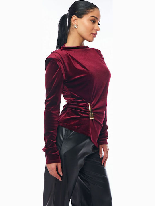 Women's Blouse Velvet Burgundy