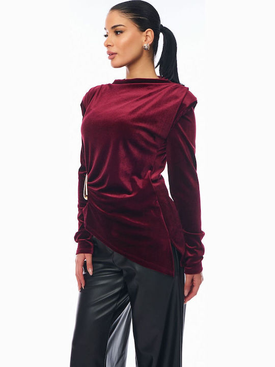 Women's Blouse Velvet Burgundy