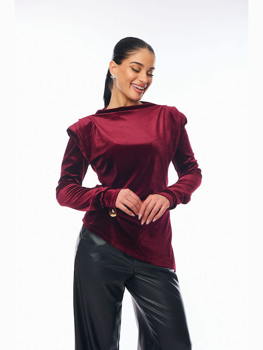 Women's Blouse Velvet Burgundy