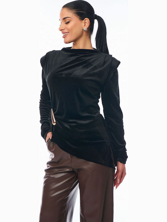 Women's Velvet Black Blouse