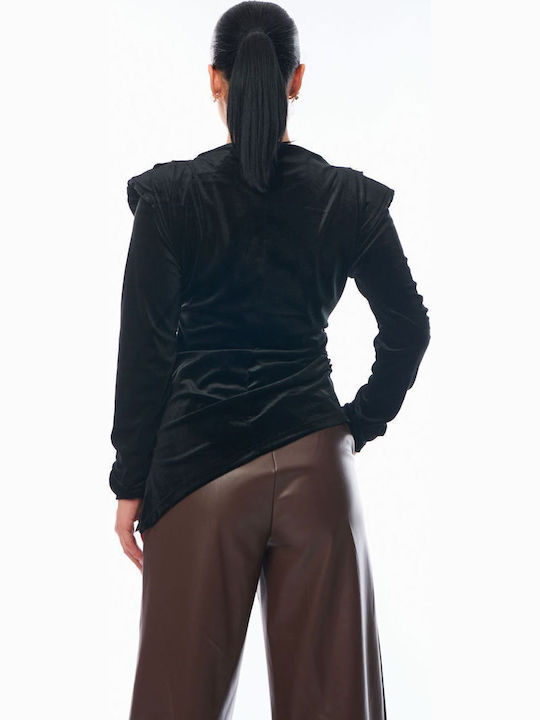 Women's Velvet Black Blouse