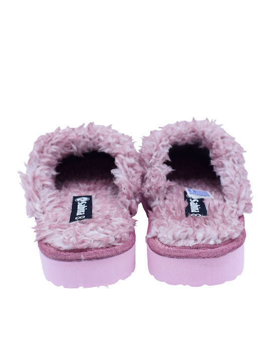 Winter Women's Slippers with Fur Pink