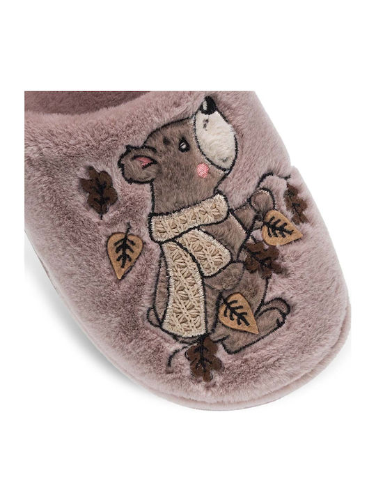 Women's Slippers with Animals Brown