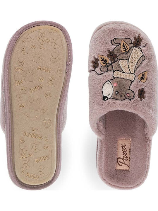 Women's Slippers with Animals Brown