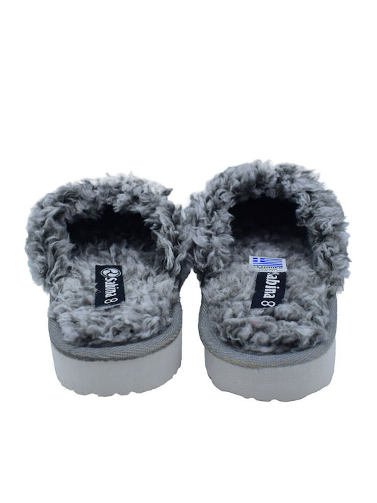 Winter Women's Slippers with Fur Gray