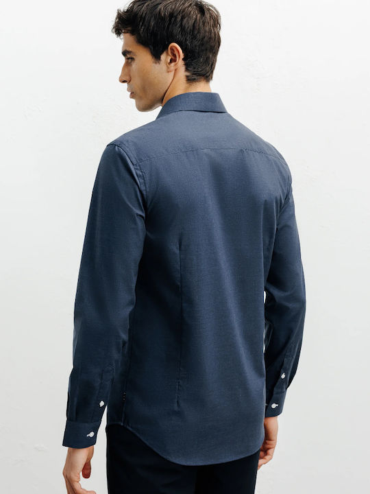 Langärmlig Baumwolle Hemd Blue