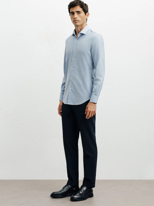 Long-sleeved Cotton Shirt Light Blue