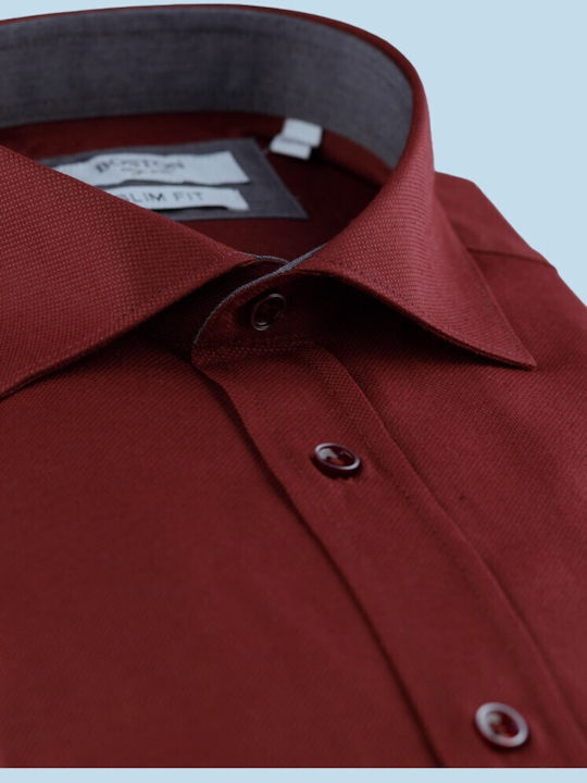 Long-sleeved Cotton Shirt Burgundy