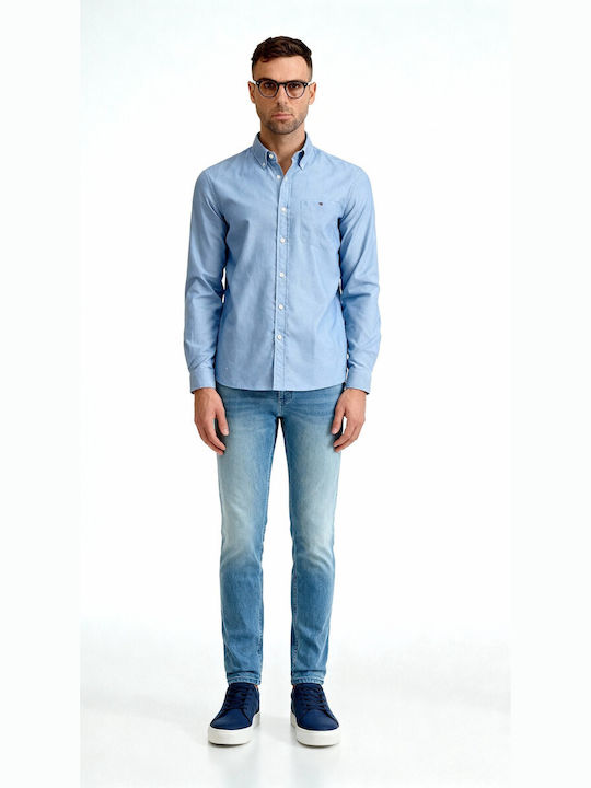 Langärmlig Baumwolle Hemd Light Blue