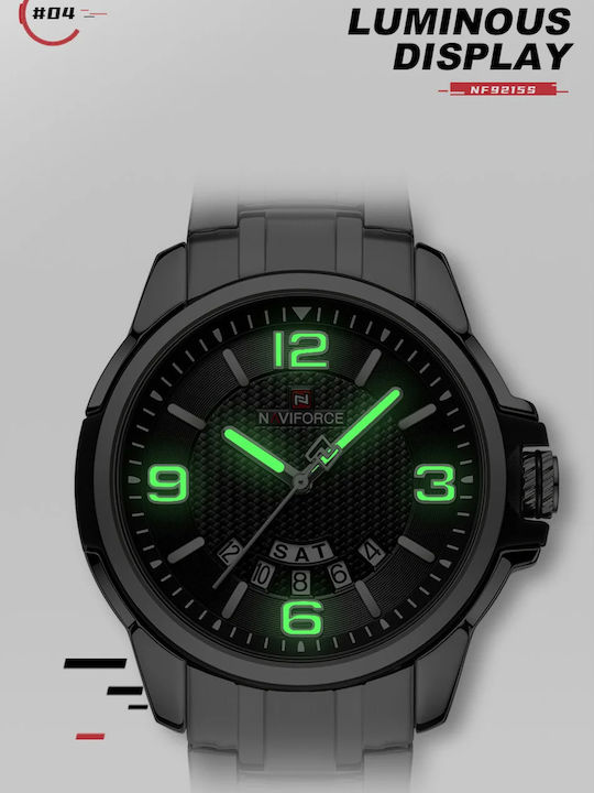 Naviforce Ceas Bărbați 20mm Cronograf Cu Baterie Cu Brățară Din Oțel Argintiu/Negru