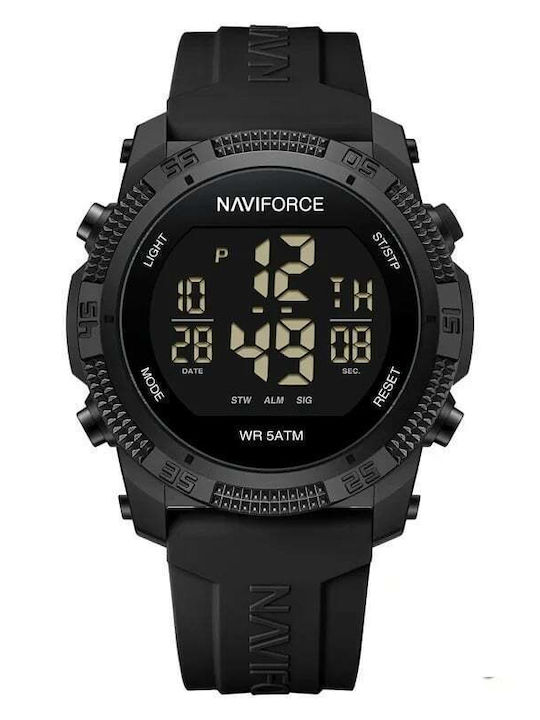 Naviforce Ceas Digital Pentru Bărbați 20mm Cronograf Cu Baterie Cu Curea Din Cauciuc Neagră
