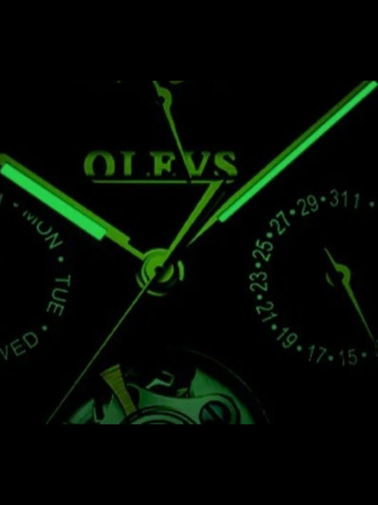 Olevs Ceas Bărbați 44mm Automat Cu Brățară Din Metal Argintie