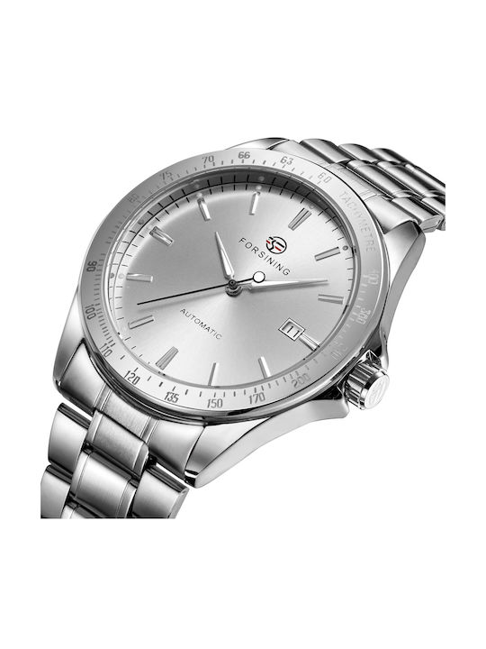 Forsining Ceas Barbati 42mm Automat Cu Brățară Din Metal Argintie
