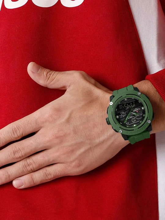 Naviforce Ceas Digital De Bărbați 49mm Cu Baterie Și Curea Din Cauciuc Verde