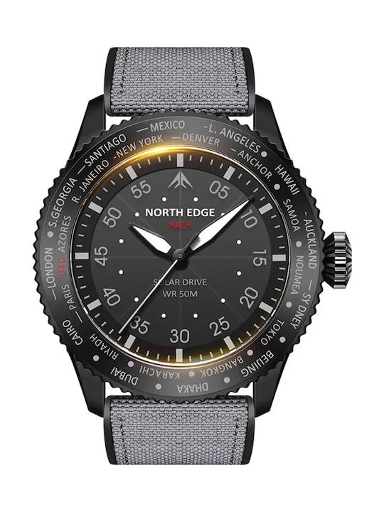 Men's Watch 43mm Solar with Gray Fabric Strap