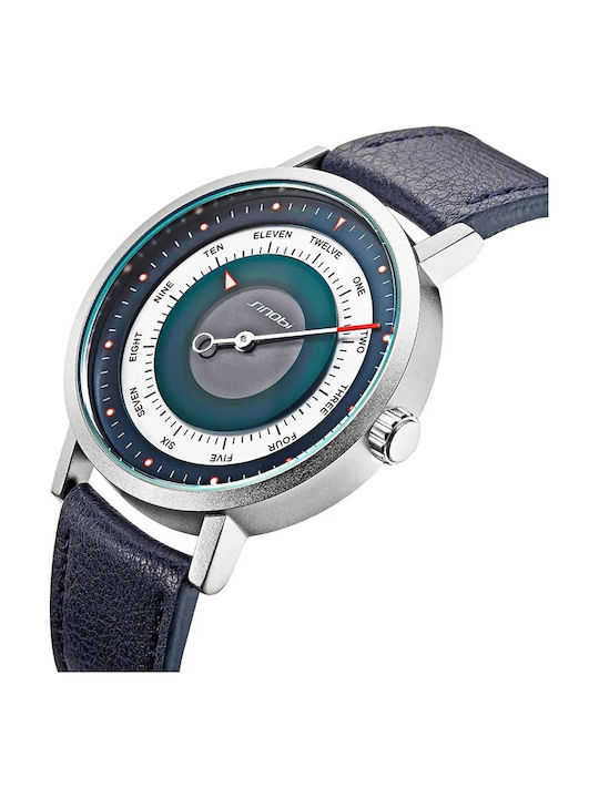 Sinobi Herrenuhr 20mm Batterie mit Blau Lederarmband