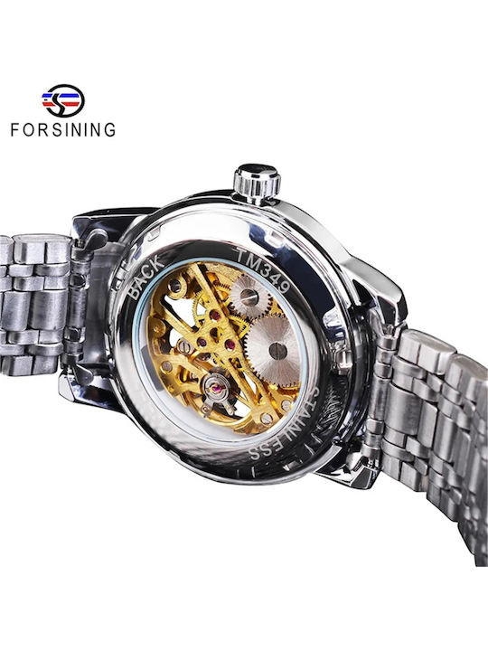 Forsining Herrenuhr 39mm Automatisch mit Silber Metallarmband