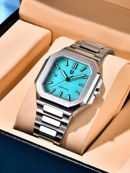 Pagani Design Ceas Bărbați 37mm Baterie Cu Brățară Din Metal Argintie