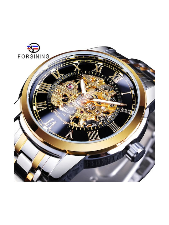 Forsining Herrenuhr 39mm Automatisch mit Silber Metallarmband
