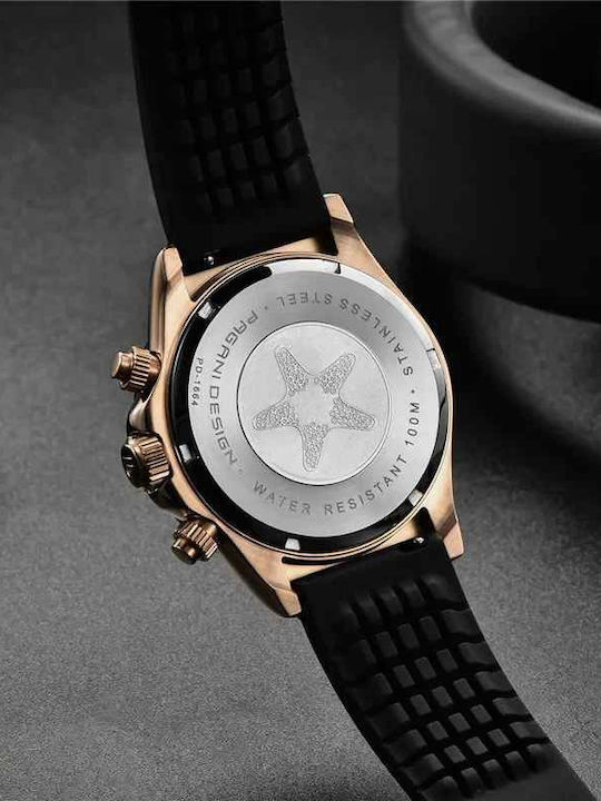 Pagani Design Ceas Bărbați 40mm Cronograf Baterie Cu Curea Neagră Din Cauciuc