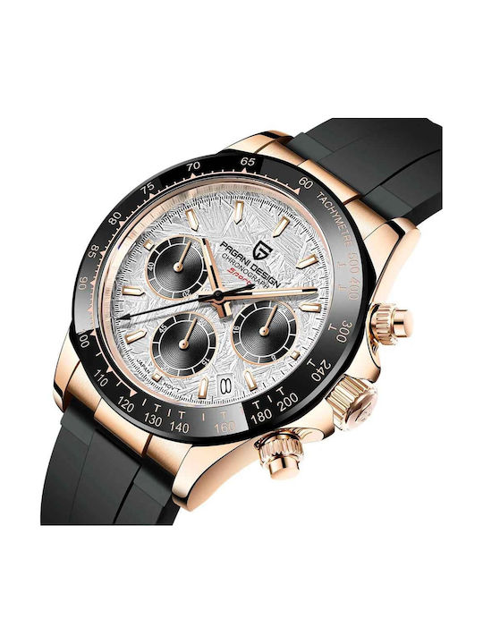 Pagani Design Ceas Bărbați 40mm Cronograf Baterie Cu Curea Neagră Din Cauciuc