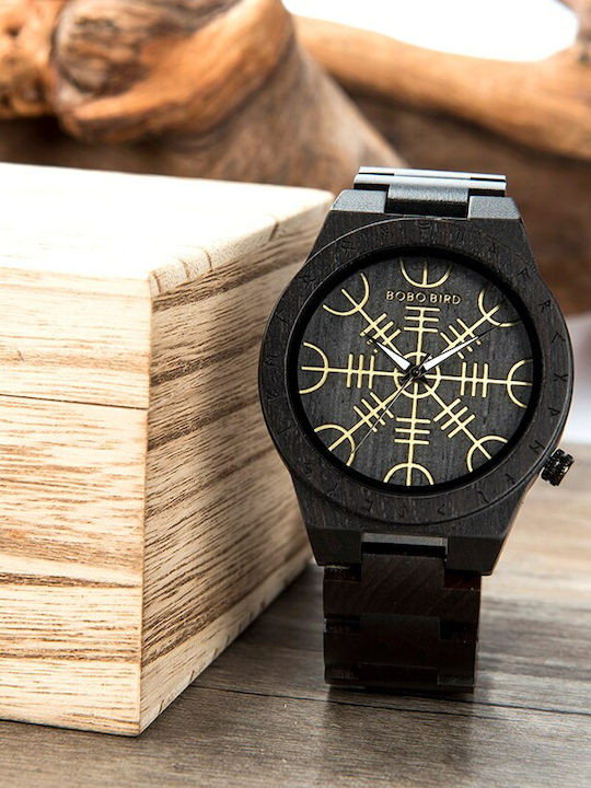 Bobo Bird Herrenuhr 22.8mm Batterie mit Schwarz Holzarmband