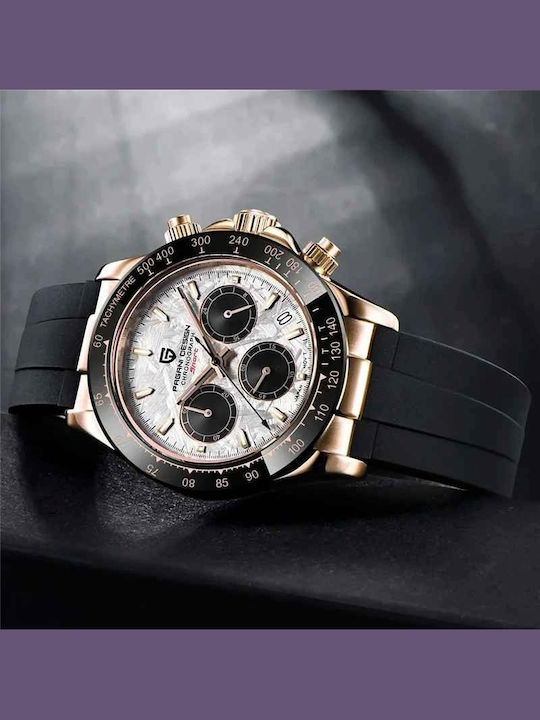 Pagani Design Ceas Bărbați 40mm Cronograf Baterie Cu Curea Neagră Din Cauciuc