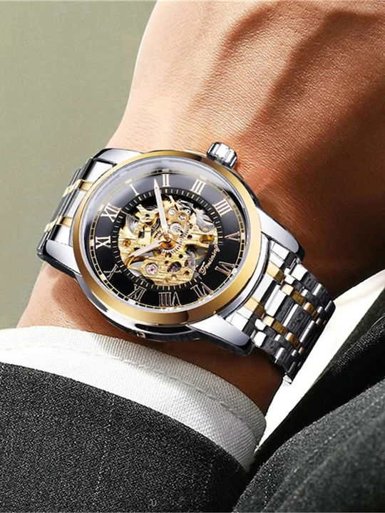 Forsining Herrenuhr 39mm Automatisch mit Silber Metallarmband