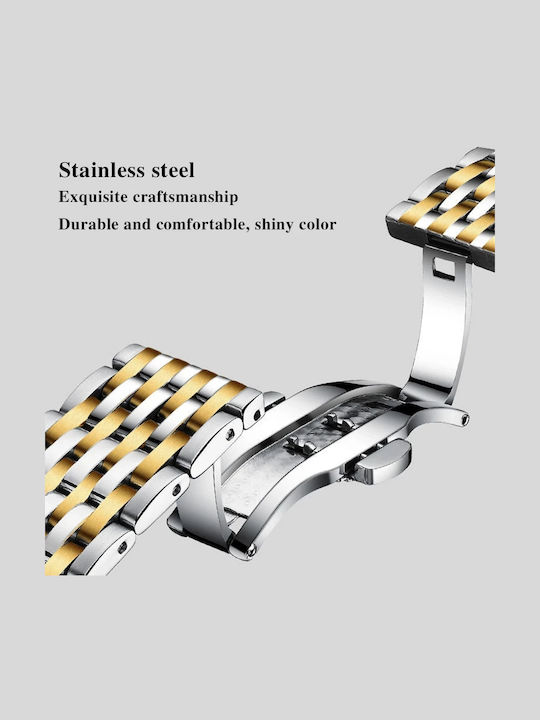 Poedagar Ceas Barbati 41mm Cu Baterie Si Brățară Din Metal Argintie