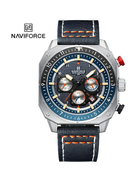 Naviforce Мъжки Часовник 14.5mm Хронограф Автоматичен с Черна Кожена Каишка