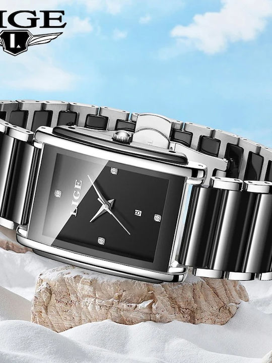 Lige Дамски Часовник 34mm Автоматичен с Черна Керамична Верижка