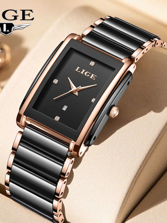 Lige Ceas de Damă Automat cu Rose Gold Brățară Metalică