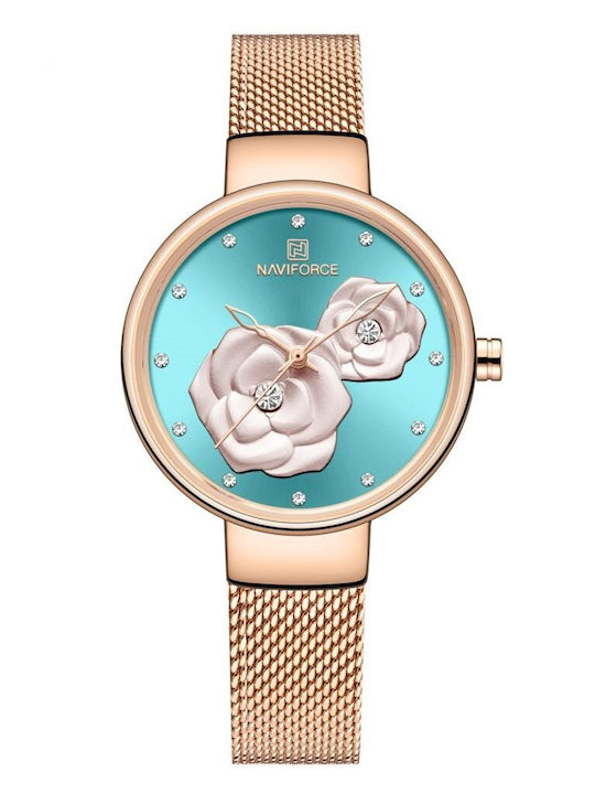 Naviforce Ceas de Damă cu Rose Gold Brățară Metalică