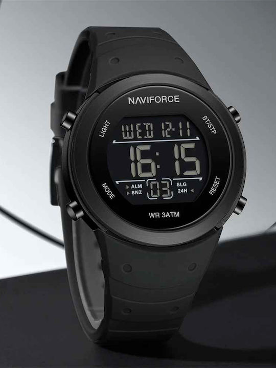 Naviforce Digital Ceas de Damă cu Negru Curea din Cauciuc