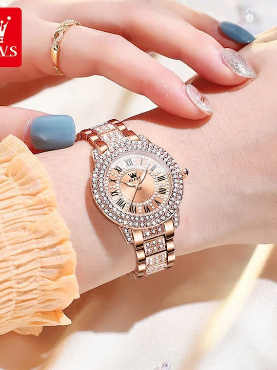 Olevs Damen Uhr mit Rose Gold Keramikarmband