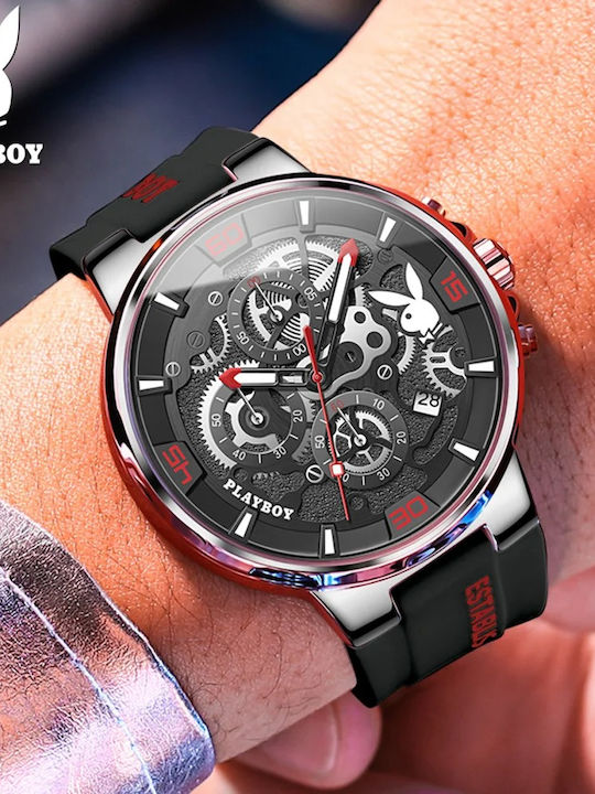 Playboy Γυναικείο Ρολόι 43mm Μπαταρίας με Μαύρο Μεταλλικό Μπρασελέ