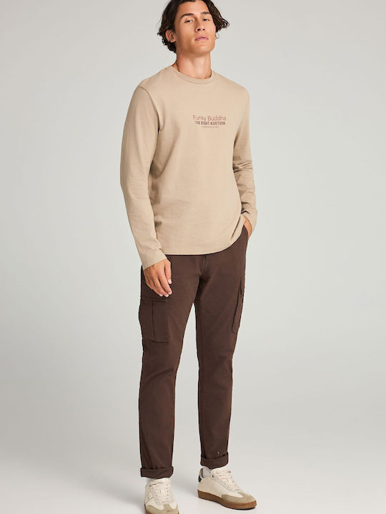 Trousers Cargo Elastic in Regular Fit Brown