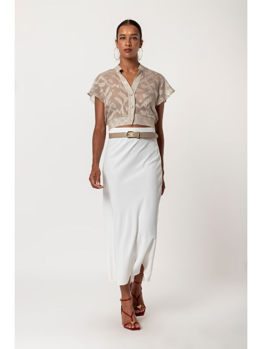 Satin Midi Skirt Black, White