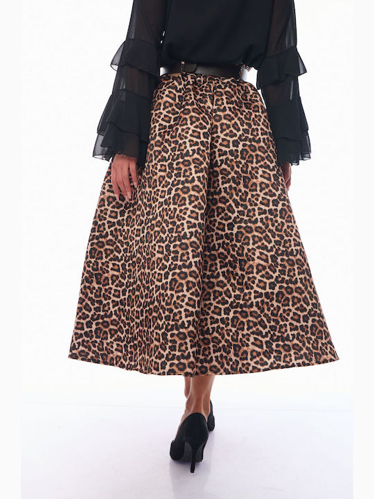 Satin Skirt Leopard Black