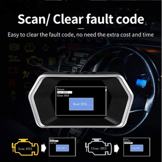 Pyramid Instrument digital OBD2, Head Up Display, Temperatura apei, Contor RPM, Temperatura uleiului și Aer-combustibil Pentru mașină pentru montare pe Tabloul de bord