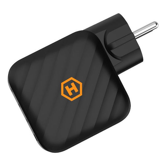 Hammer Charger Without Cable GaN with USB-A Port and 3 USB-C Ports 100W Power Delivery Blacks (RapidCharge Duo)