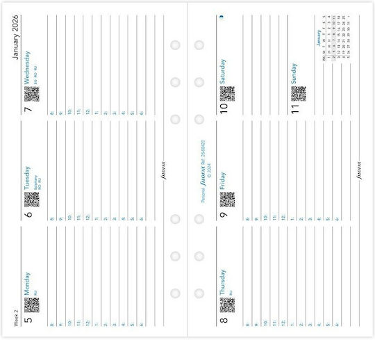 Refill Personal 2026 Седмичен Хоризонтален На Две Страници 26-68420 Filofax 5059145596553