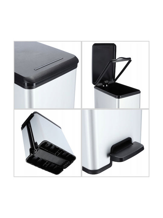 Kadax Bin Slim Bin Coș de Gunoi Plastic Argintiu 25lt 1buc